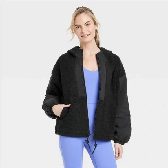 Target All in Motion Black Full Zip Fleece Hoodie Jacket
